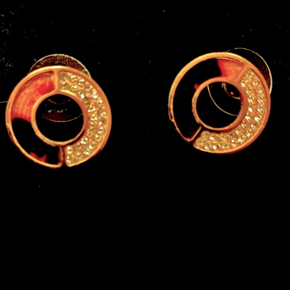 Gold tone Post with crystal , - Picture 1 of 2